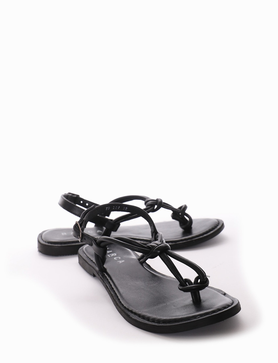 Flip flops heel 1 cm black leather