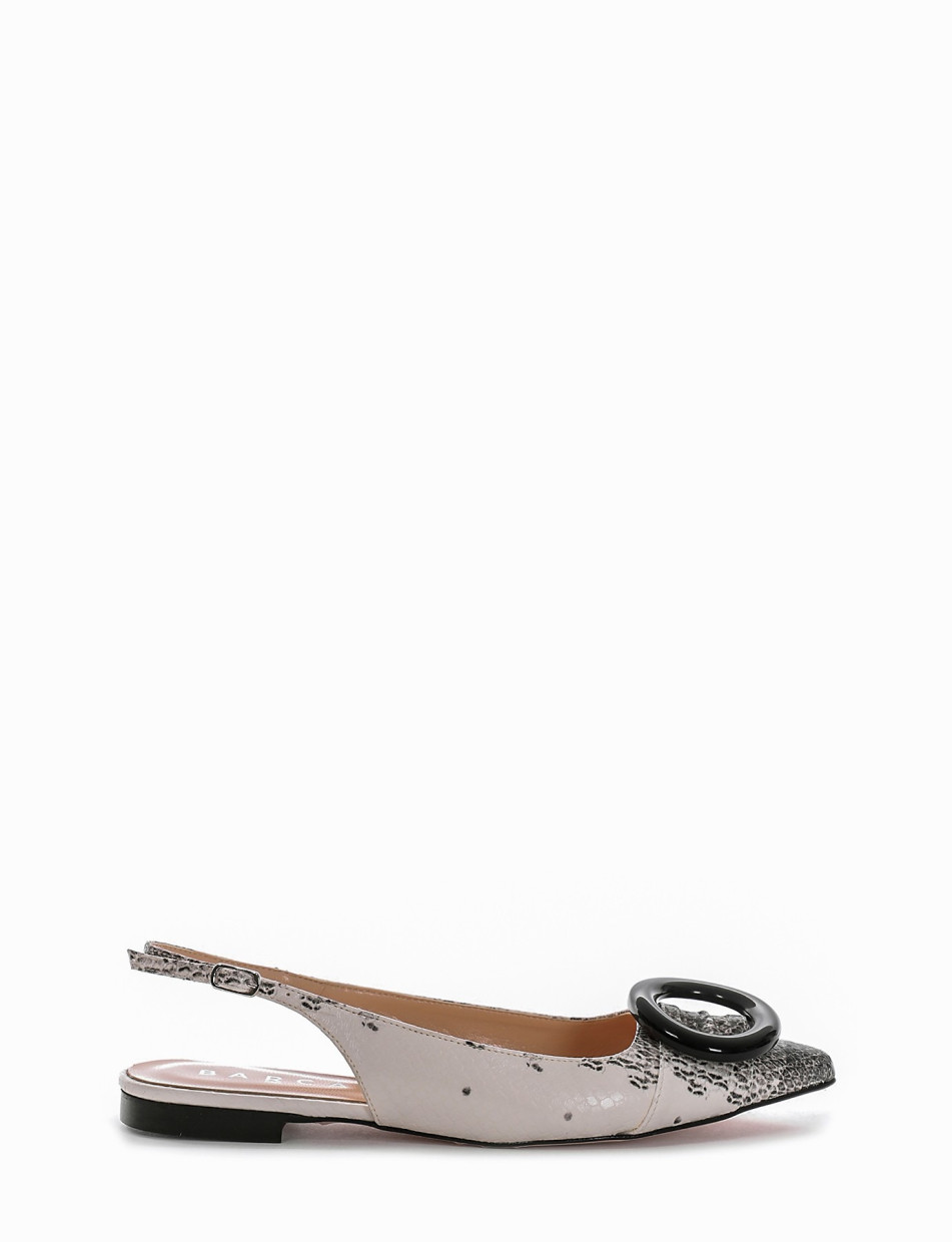 Ballerina slingback decoltè tacco 1cm multicolor pelle