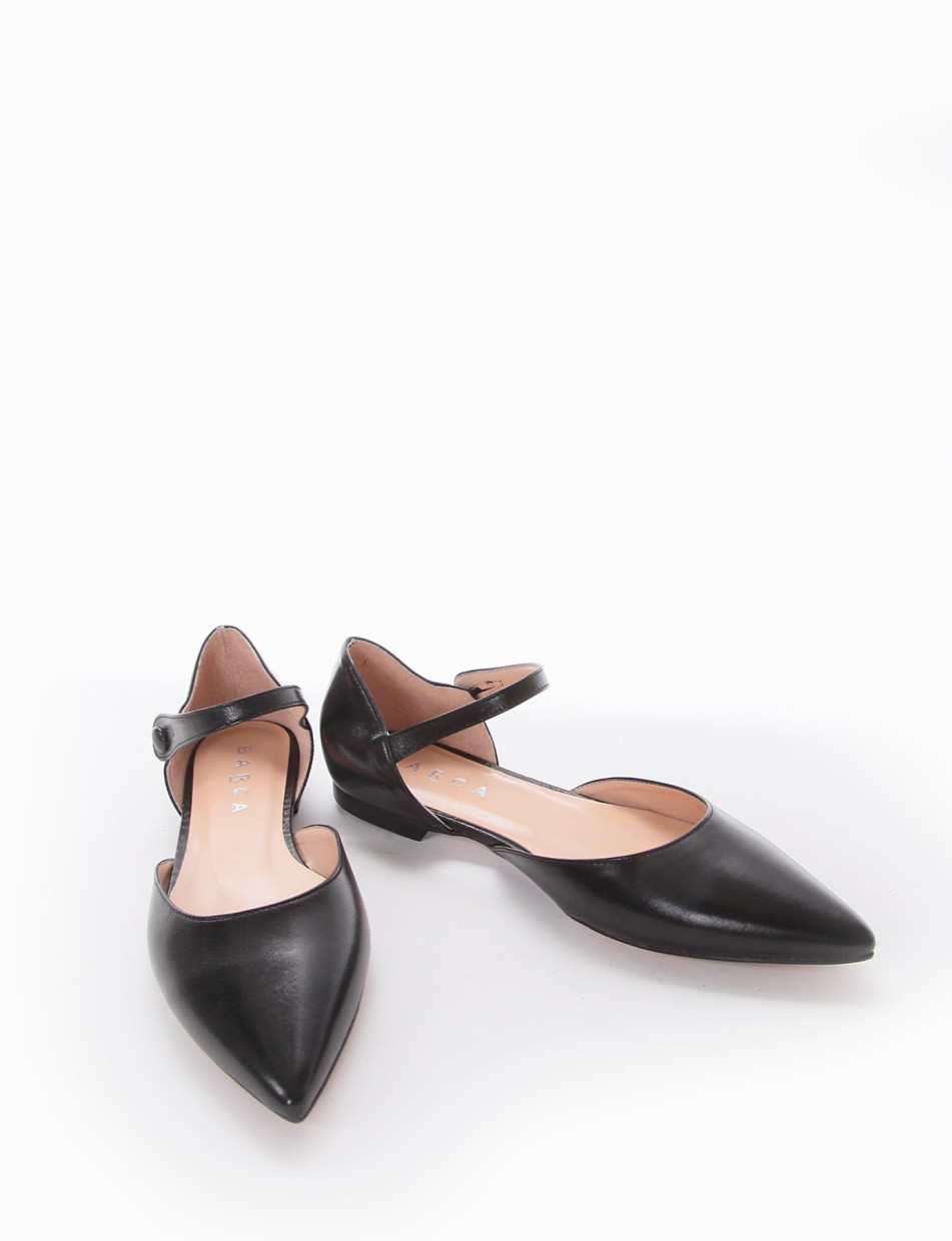 Flat shoes heel 1 cm black leather