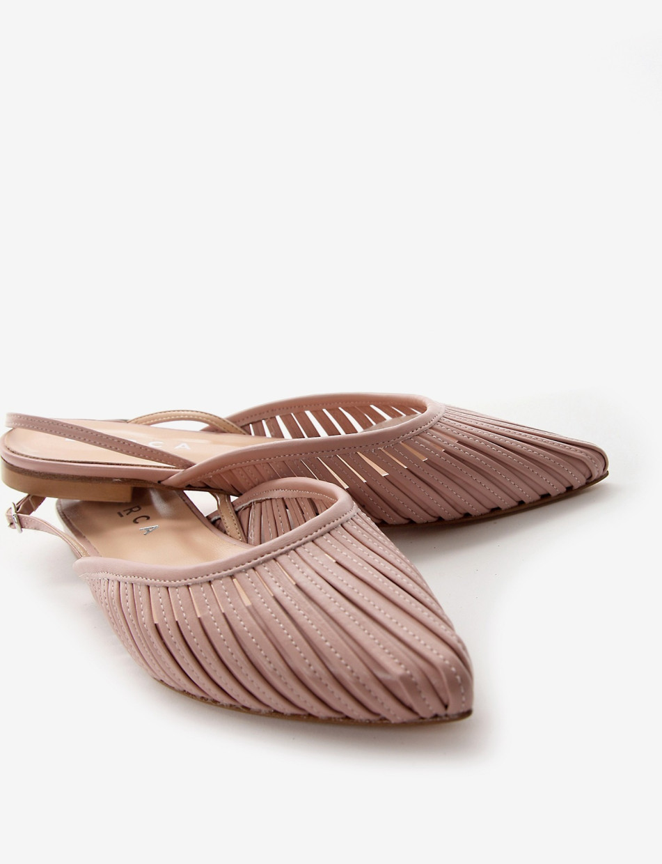 Flat shoes heel 1 cm pink leather