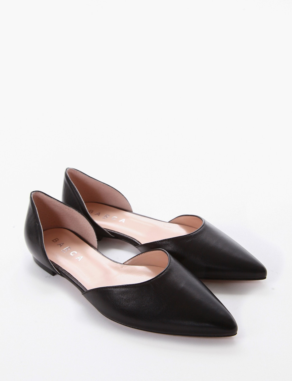 Flat shoes heel 1 cm black leather