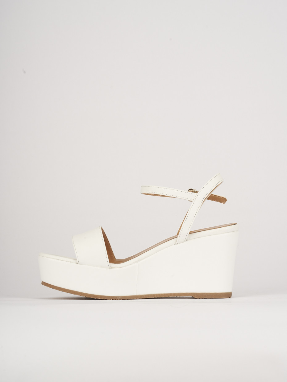 Wedge heels heel 8 cm white leather