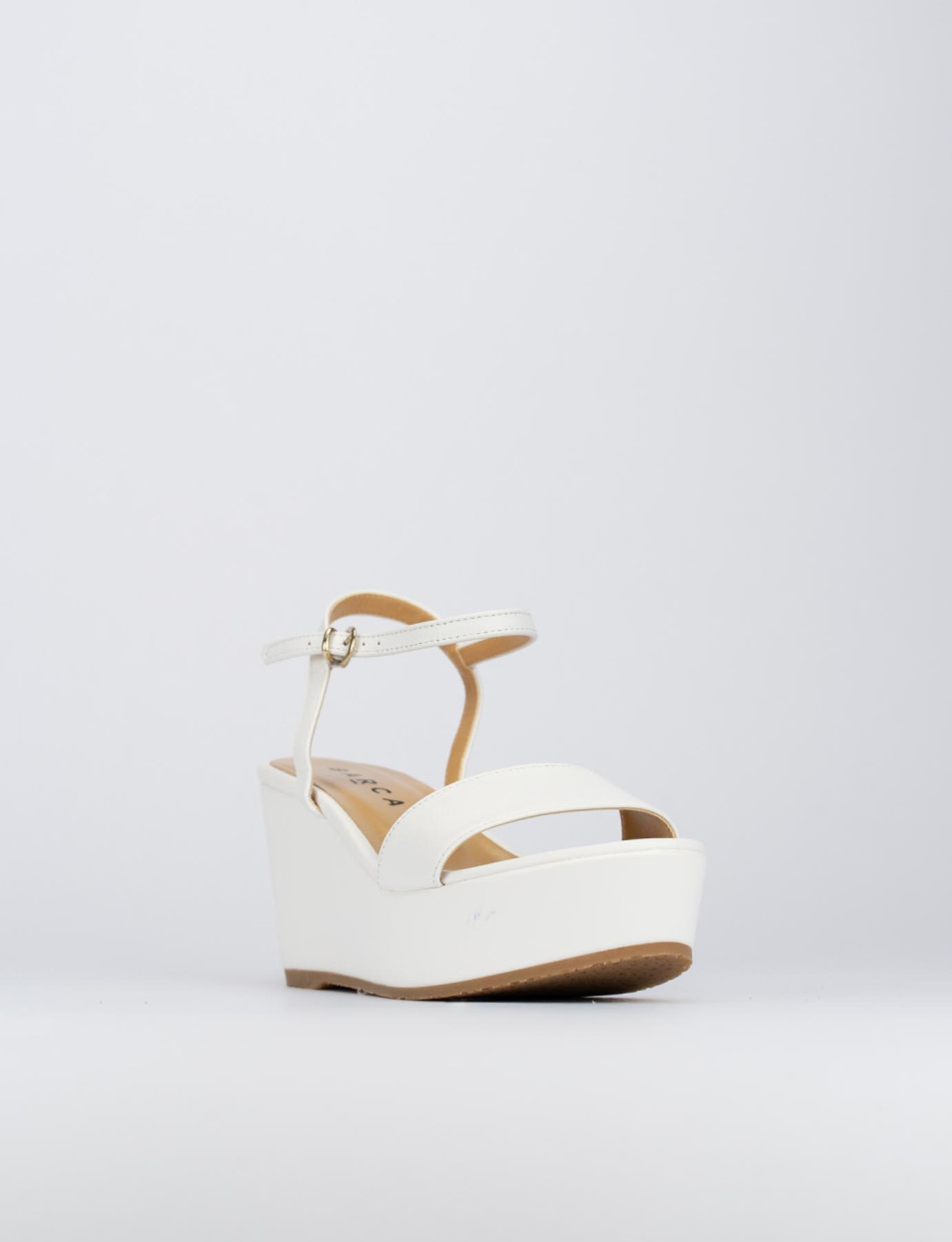 Wedge heels heel 8 cm white leather