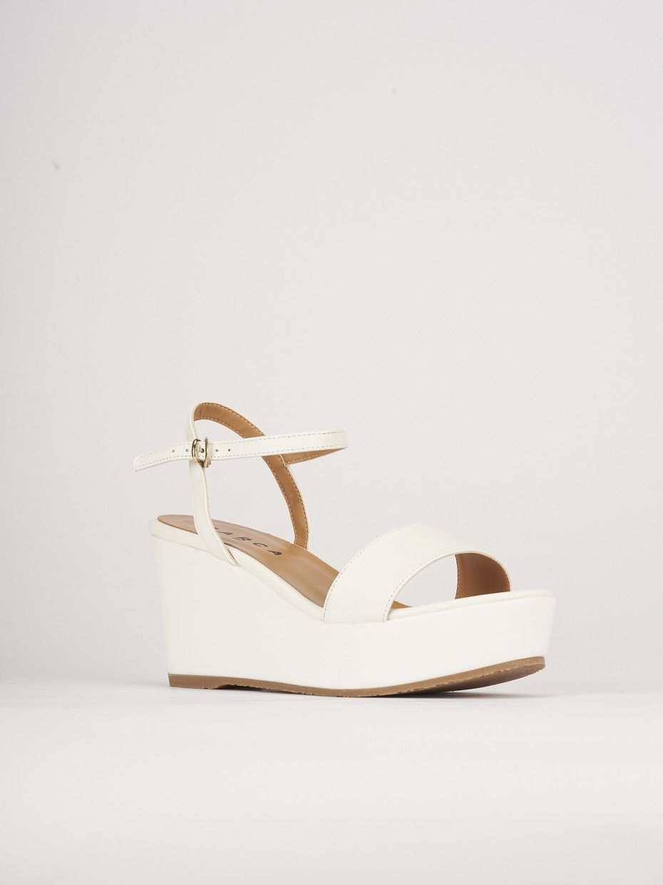 Wedge heels heel 8 cm white leather