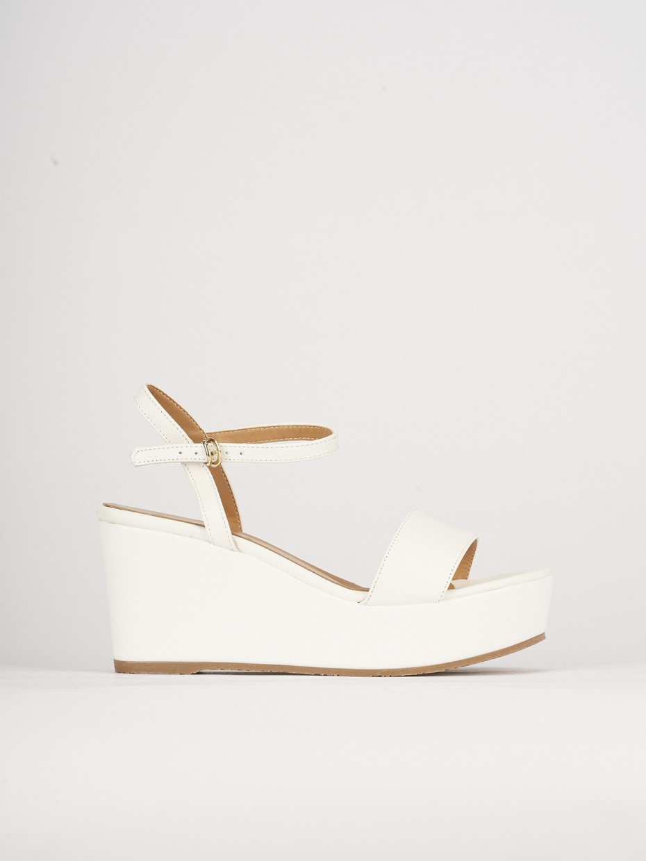 Sandalo zeppa 8 cm bianco pelle