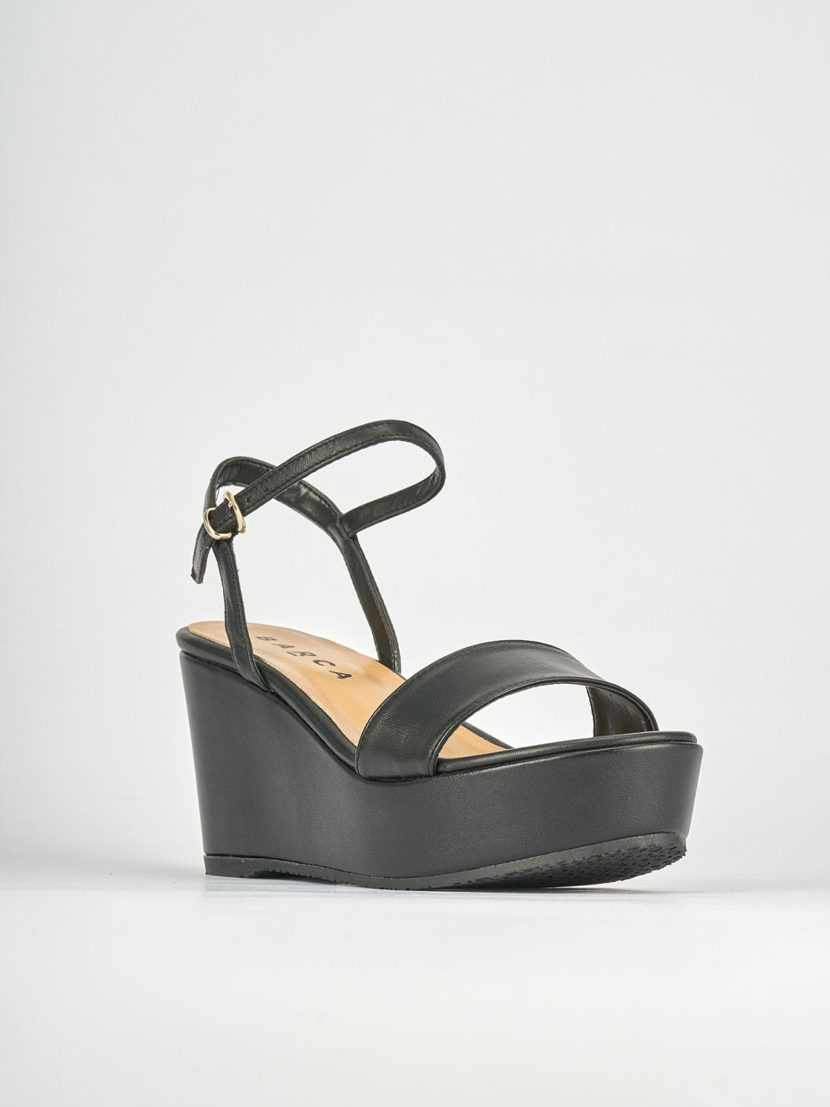 Wedge heels heel 8 cm black leather