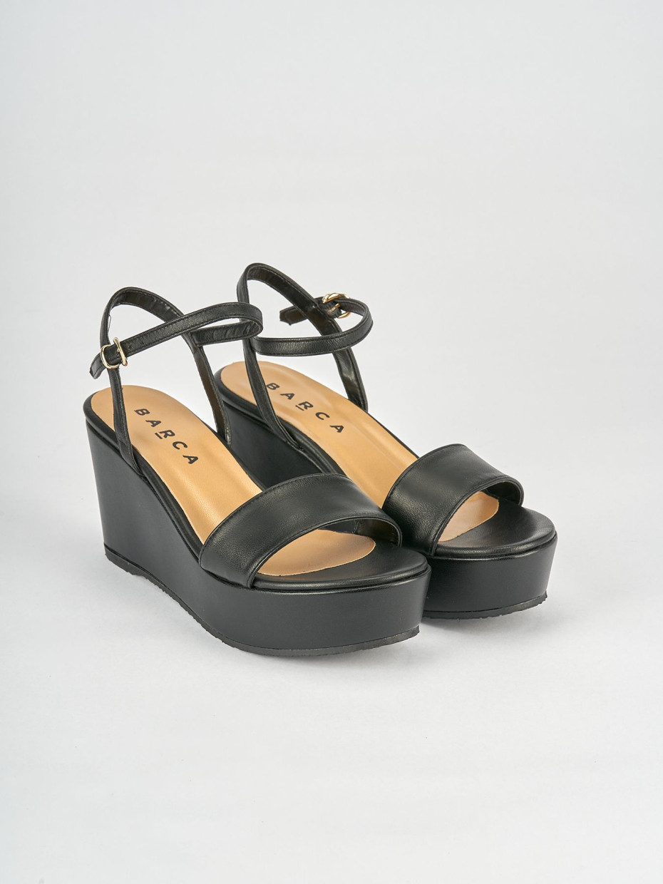 Wedge heels heel 8 cm black leather