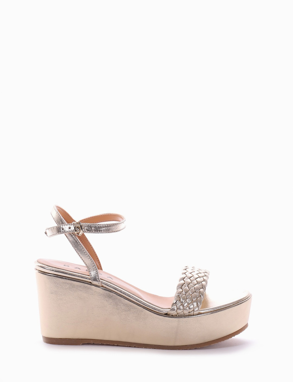 Wedge heels heel 8 cm gold laminated