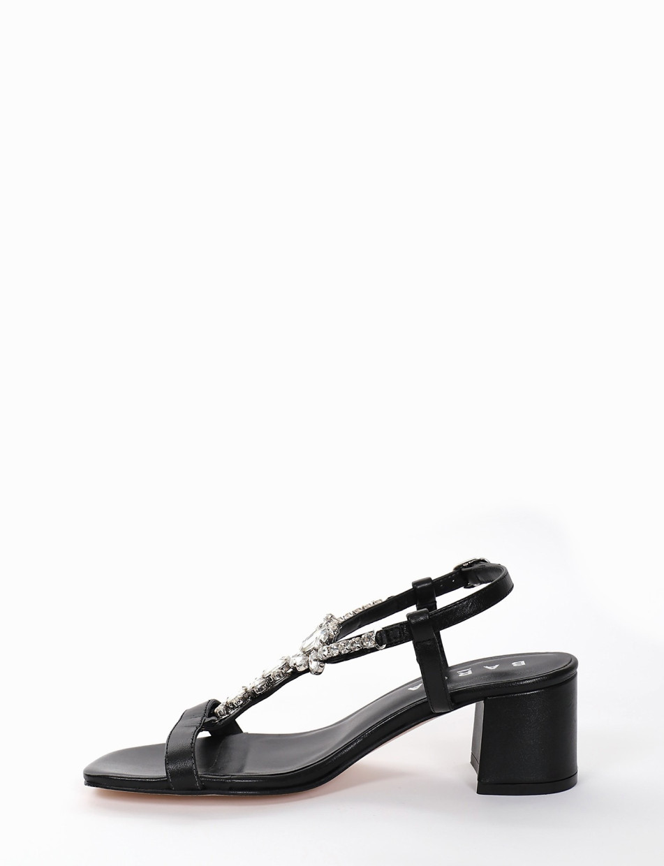 High heel sandals heel 5 cm black leather