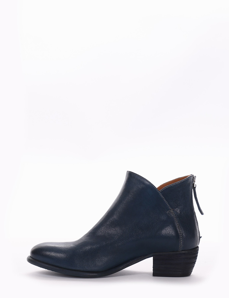 Low heel ankle boots heel 4 cm blu leather