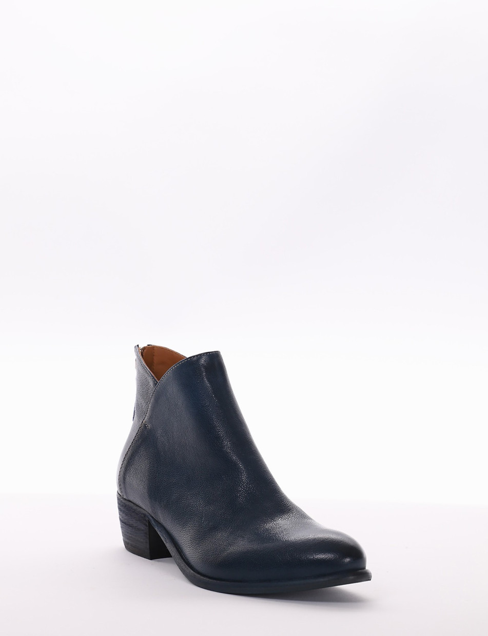 Low heel ankle boots heel 4 cm blu leather