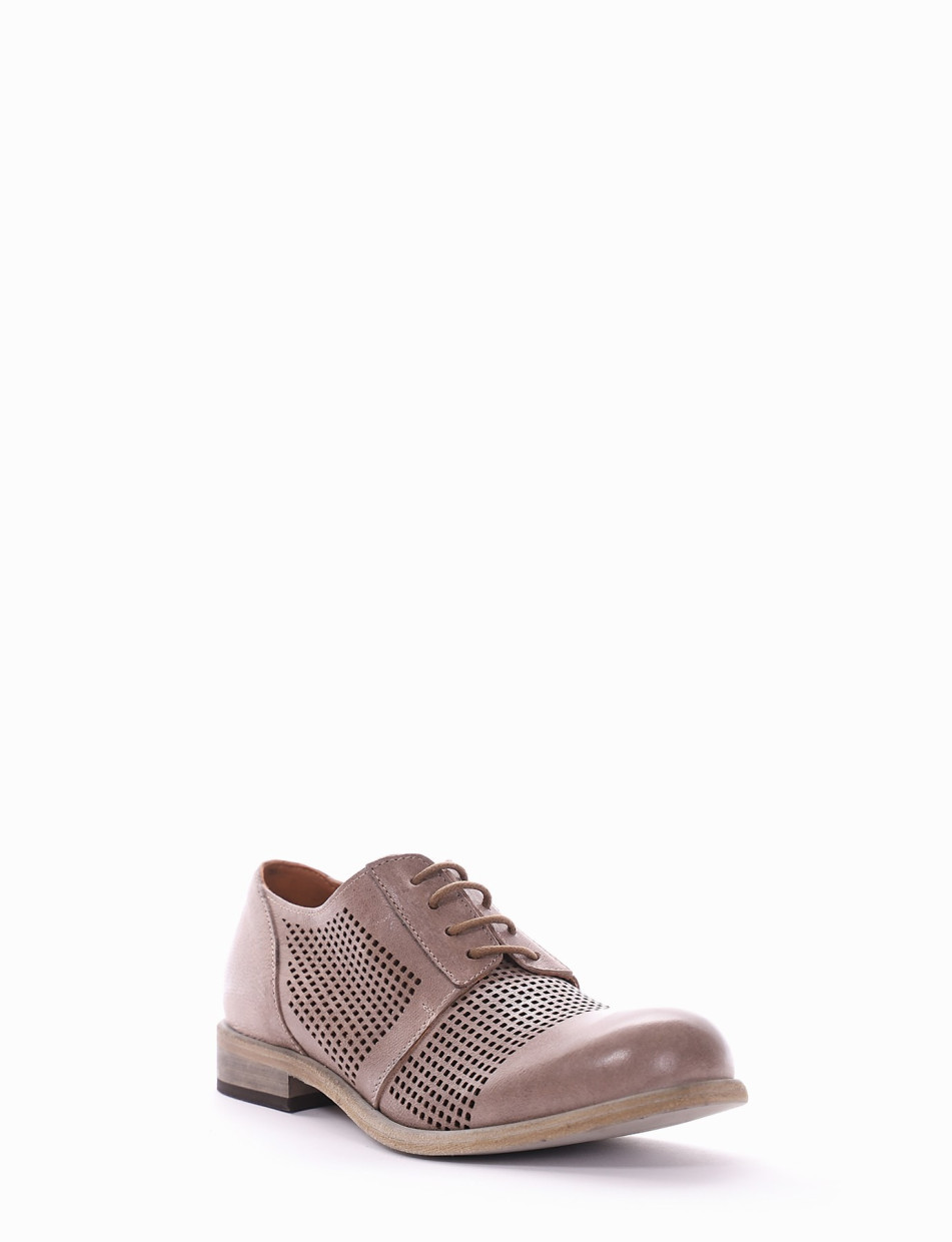 Lace-up shoes heel 2 cm beige leather