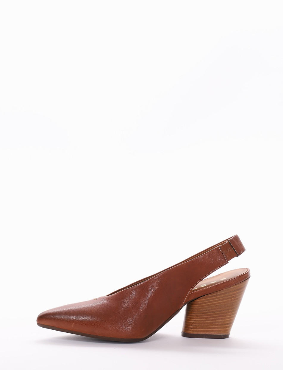 Pumps heel 6 cm brown leather