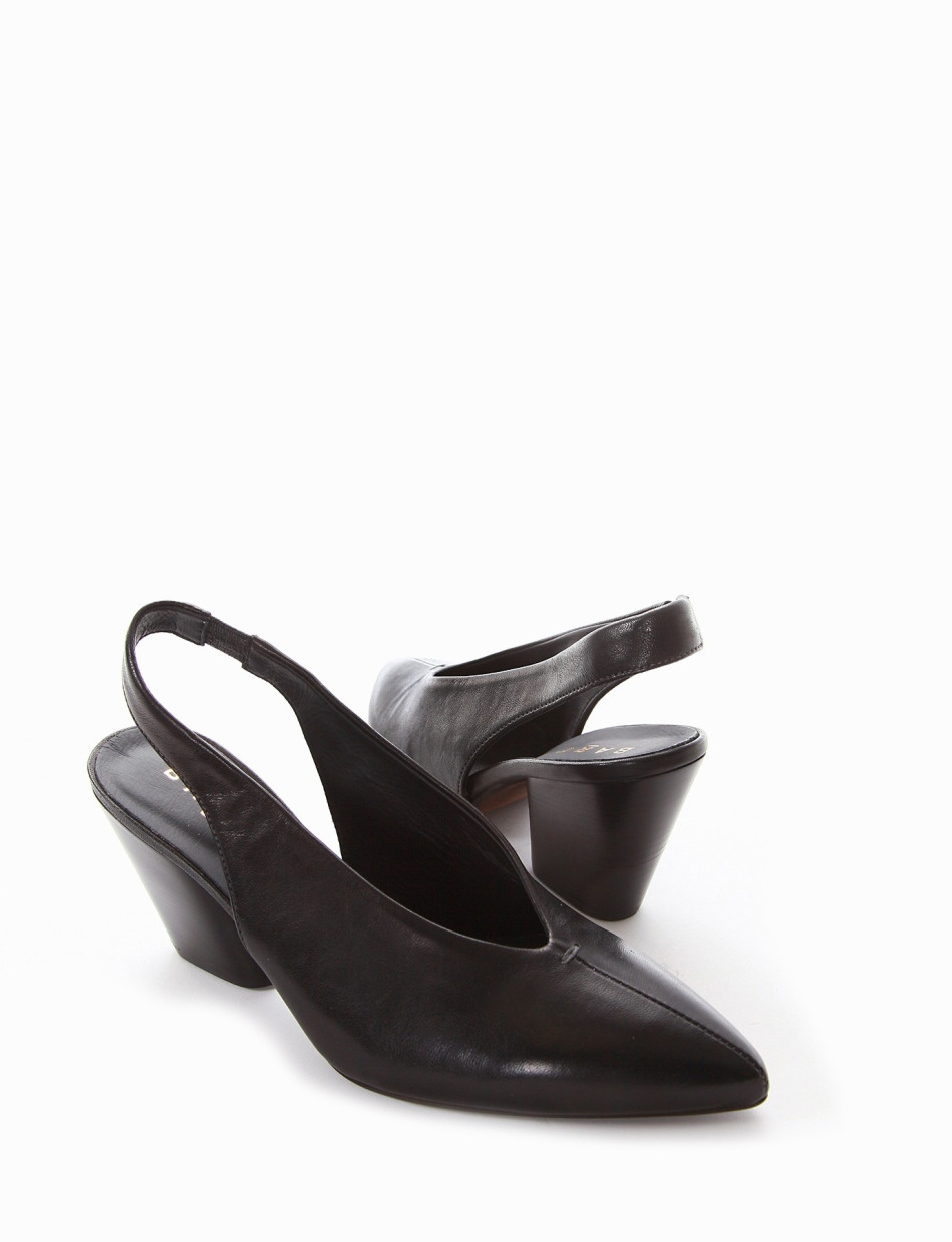 Slingback decoltè tacco 6cm nero pelle