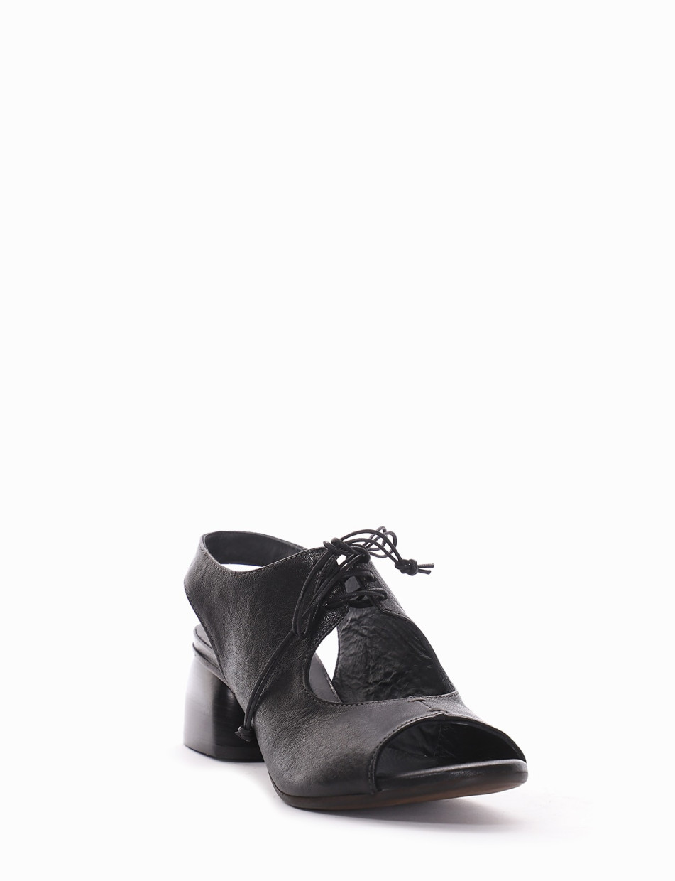 High heel sandals heel 5 cm black leather