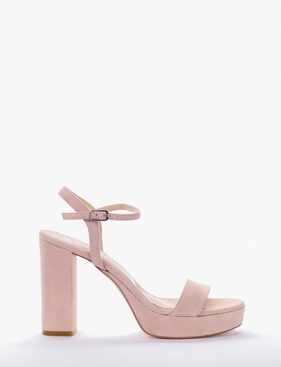 High heel sandals heel 10 cm pink chamois