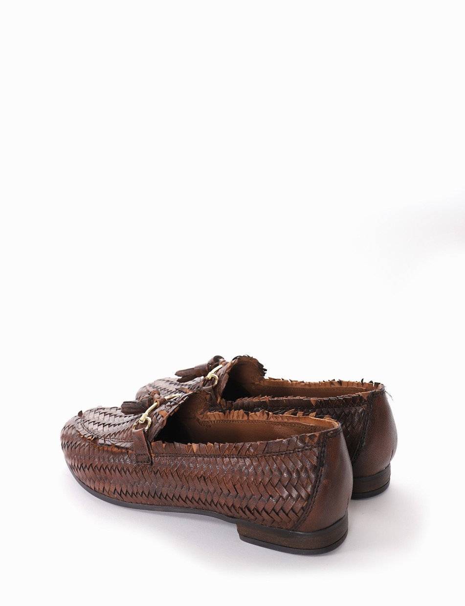 Loafers heel 1 cm dark brown leather