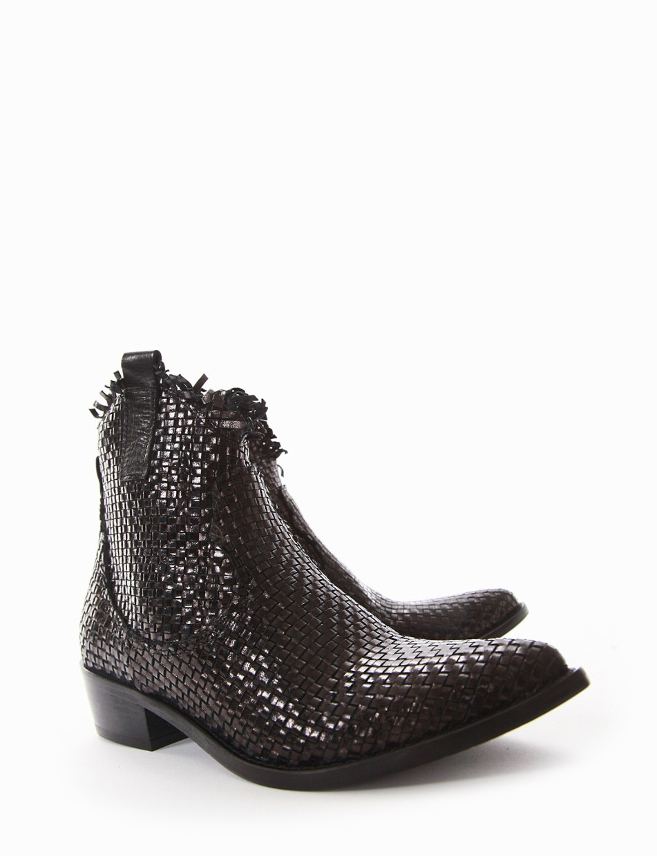 Low heel ankle boots heel 3 cm black leather