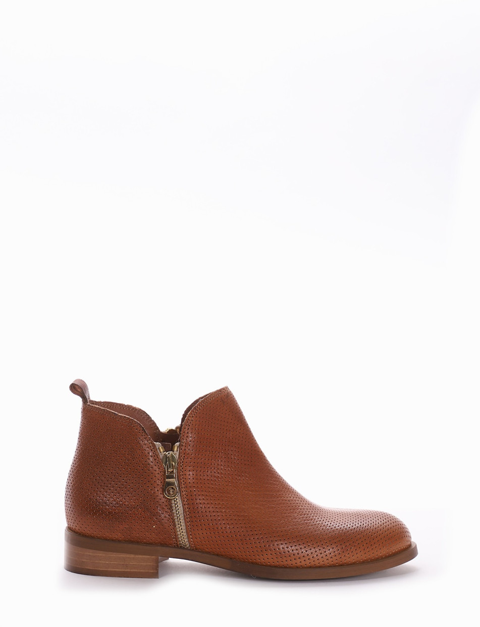 Low heel ankle boots heel 2 cm brown leather