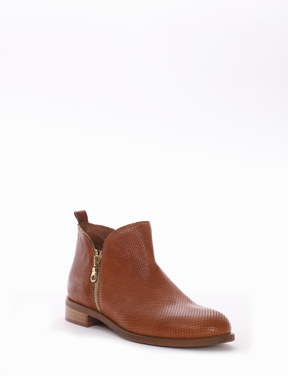 Low heel ankle boots heel 2 cm brown leather