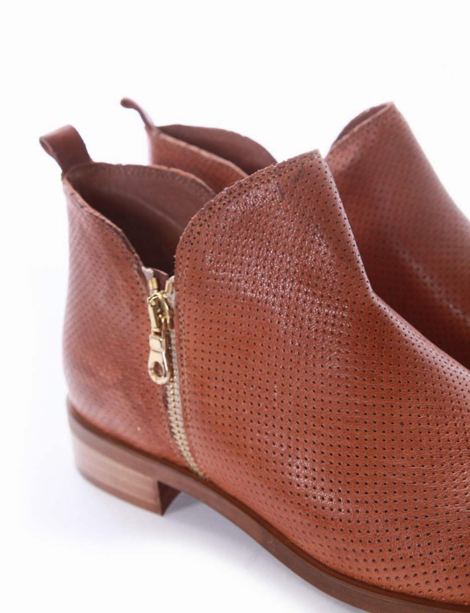 Low heel ankle boots heel 2 cm brown leather