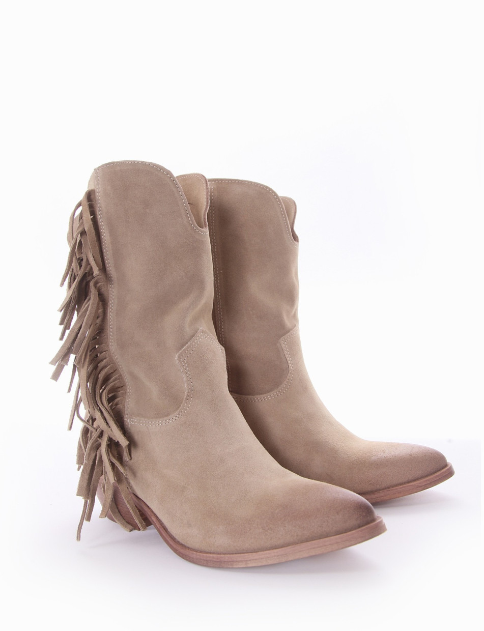 Low heel ankle boots heel 3 cm beige chamois