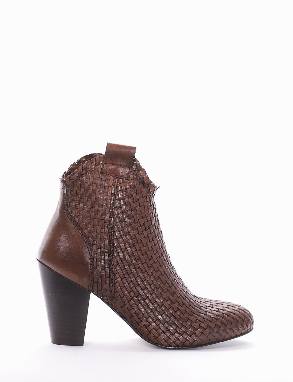 High heel ankle boots heel 8 cm brown leather