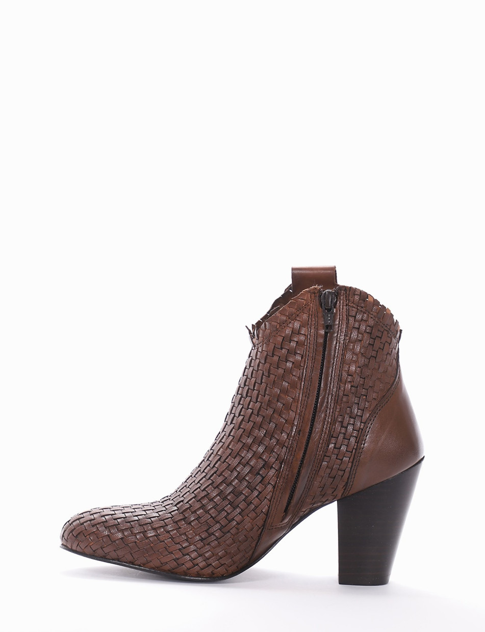 High heel ankle boots heel 8 cm brown leather