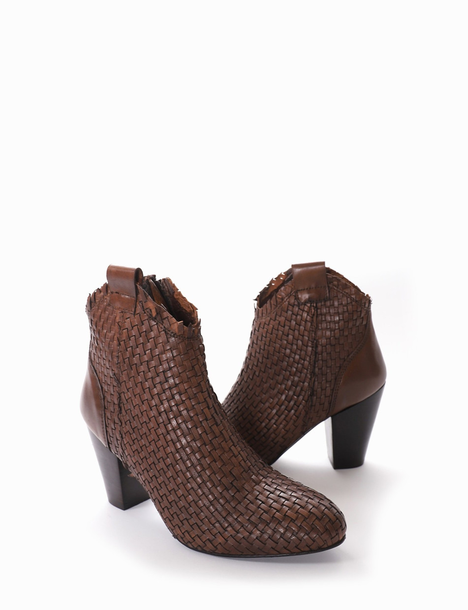 High heel ankle boots heel 8 cm brown leather