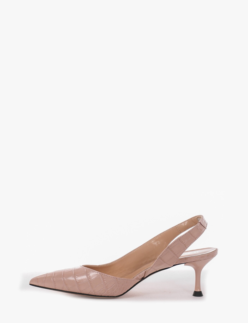 Slingback decoltè tacco 5cm rosa cocco