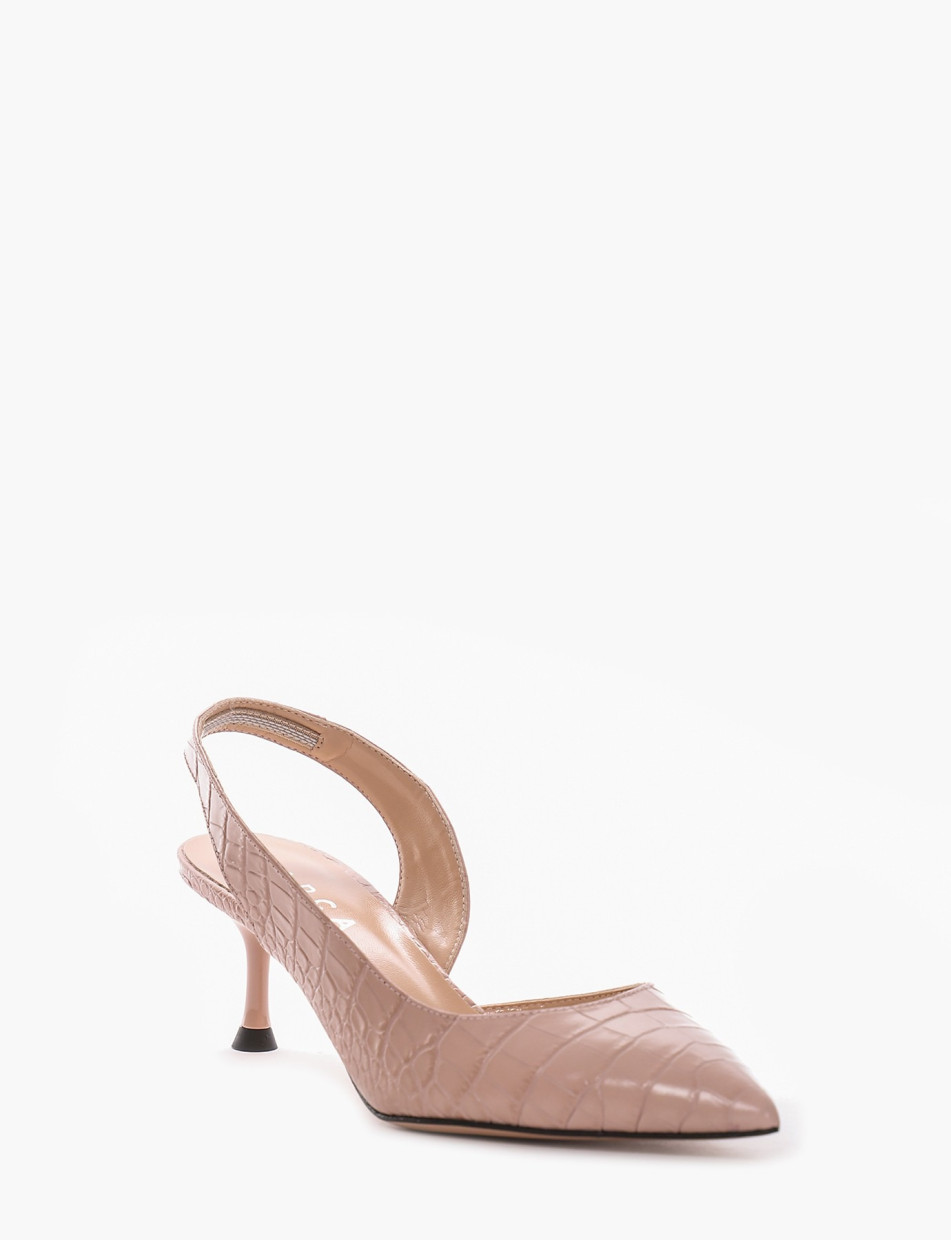 Slingback decoltè tacco 5cm rosa cocco