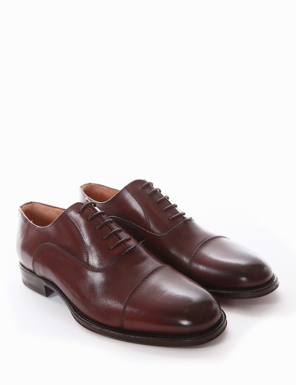 Lace-up shoes heel 2 cm brown leather