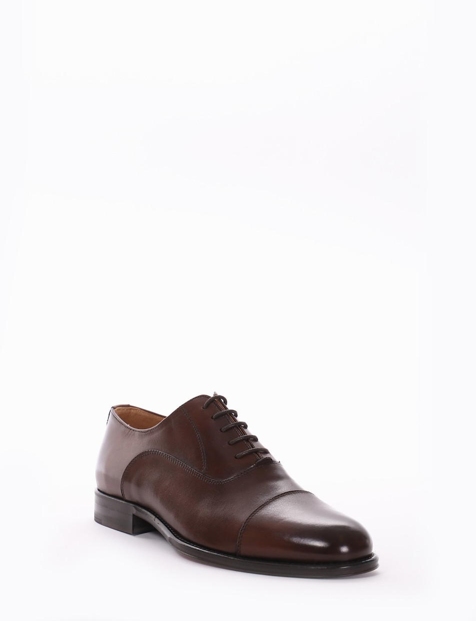 Lace-up shoes heel 2 cm brown leather