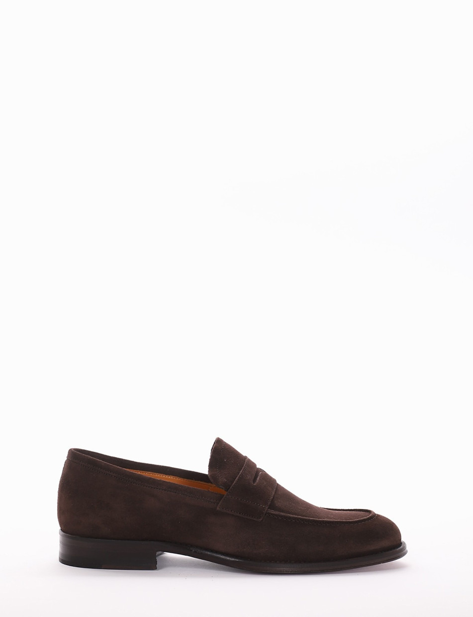 Loafers heel 2 cm dark brown chamois