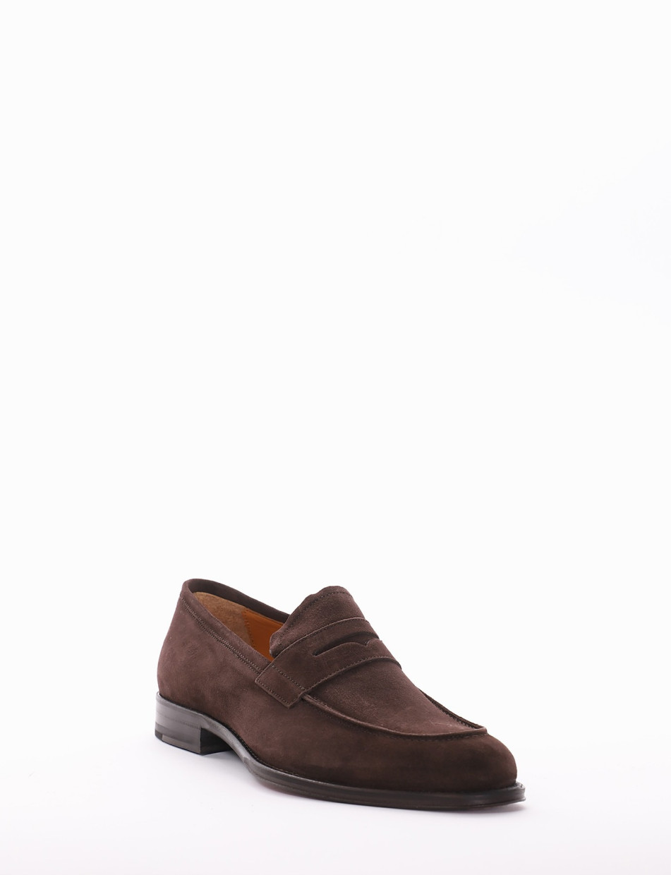 Loafers heel 2 cm dark brown chamois