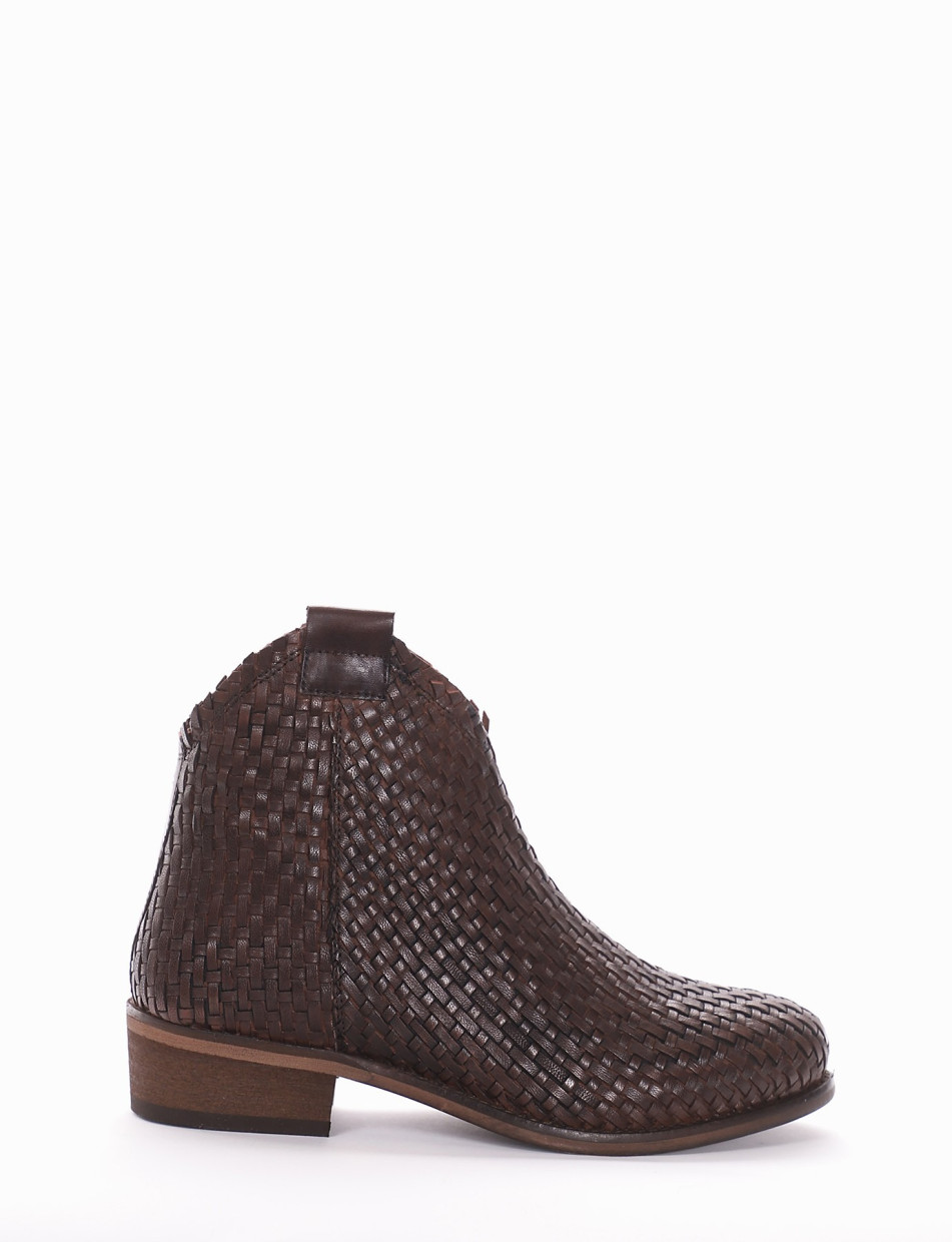 Low heel ankle boots heel 3 cm dark brown leather