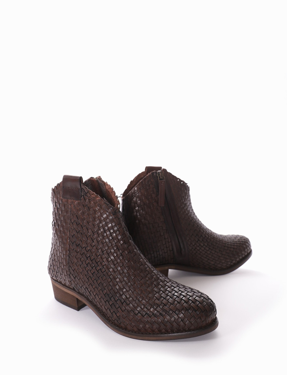 Low heel ankle boots heel 3 cm dark brown leather