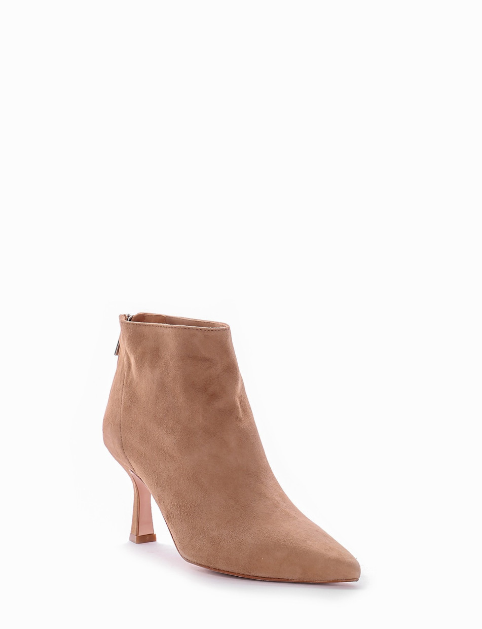 High heel ankle boots heel 7 cm beige chamois