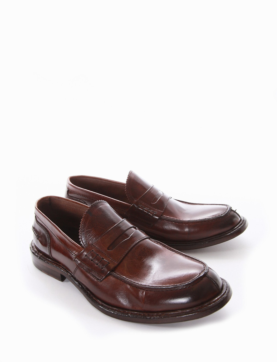 Loafers heel 2 cm brown leather