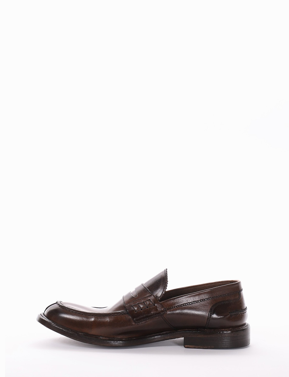 Loafers heel 2 cm brown leather