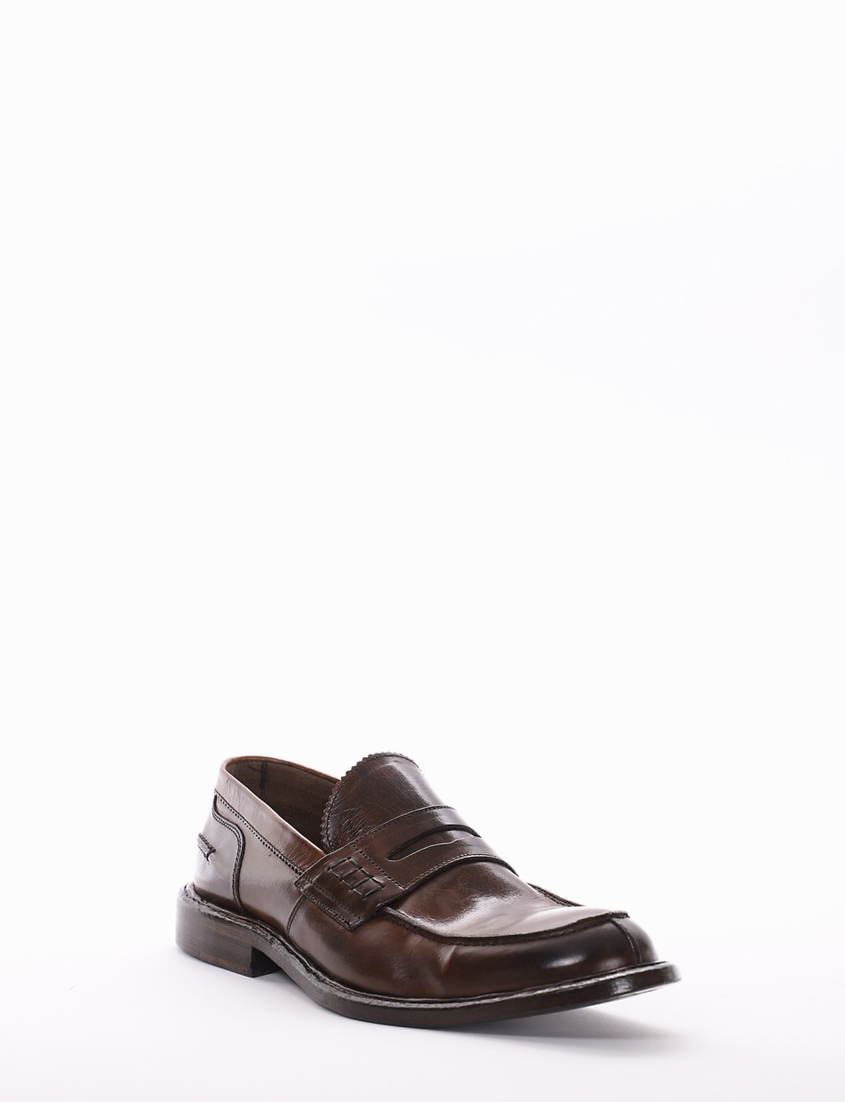 Loafers heel 2 cm brown leather