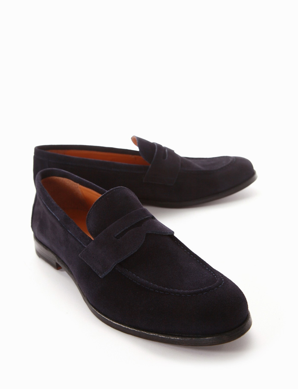 Loafers heel 2 cm blu chamois