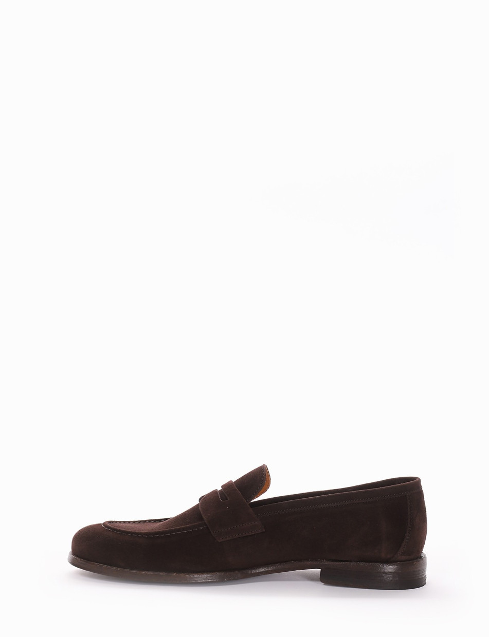 Loafers heel 2 cm dark brown chamois