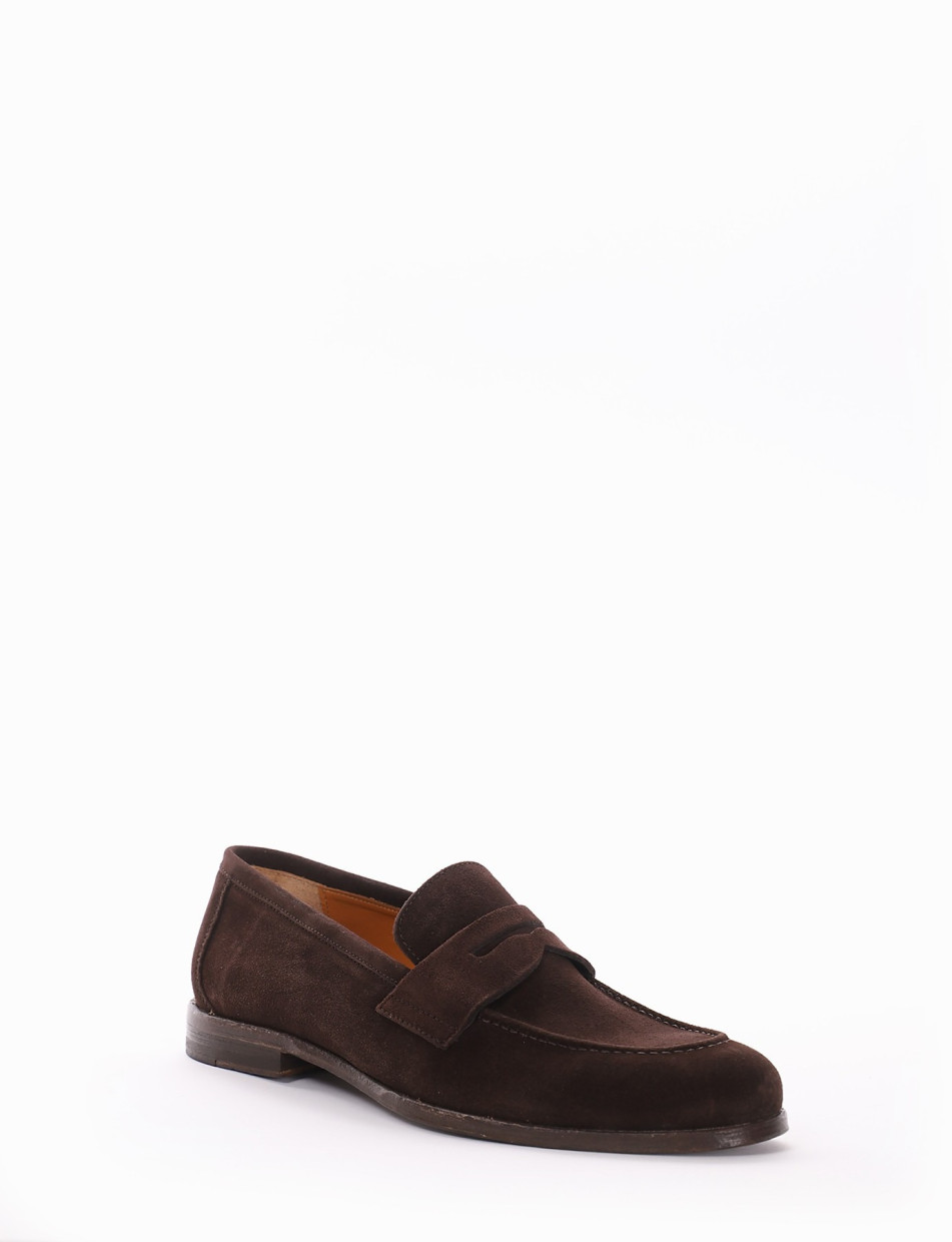 Loafers heel 2 cm dark brown chamois