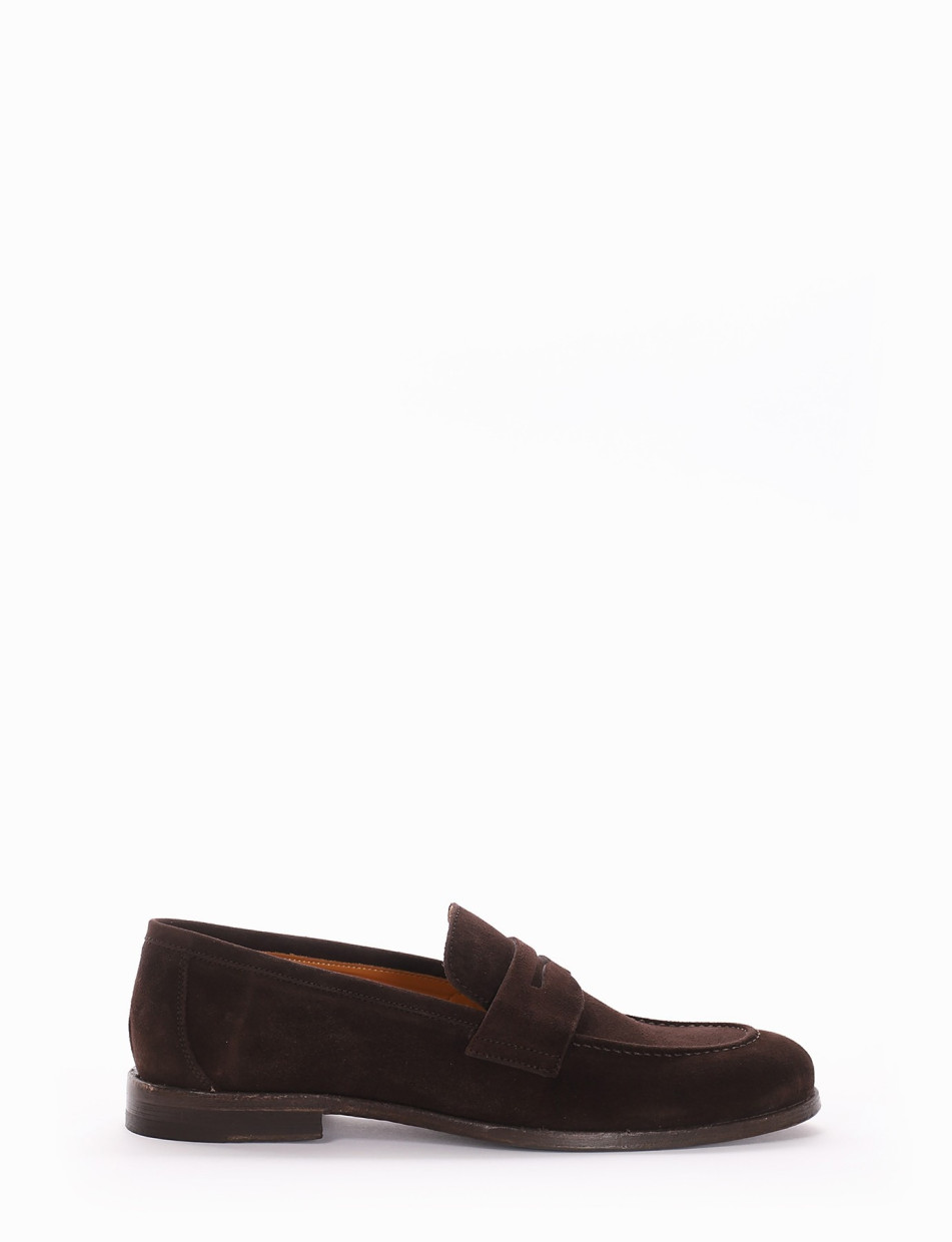 Loafers heel 2 cm dark brown chamois