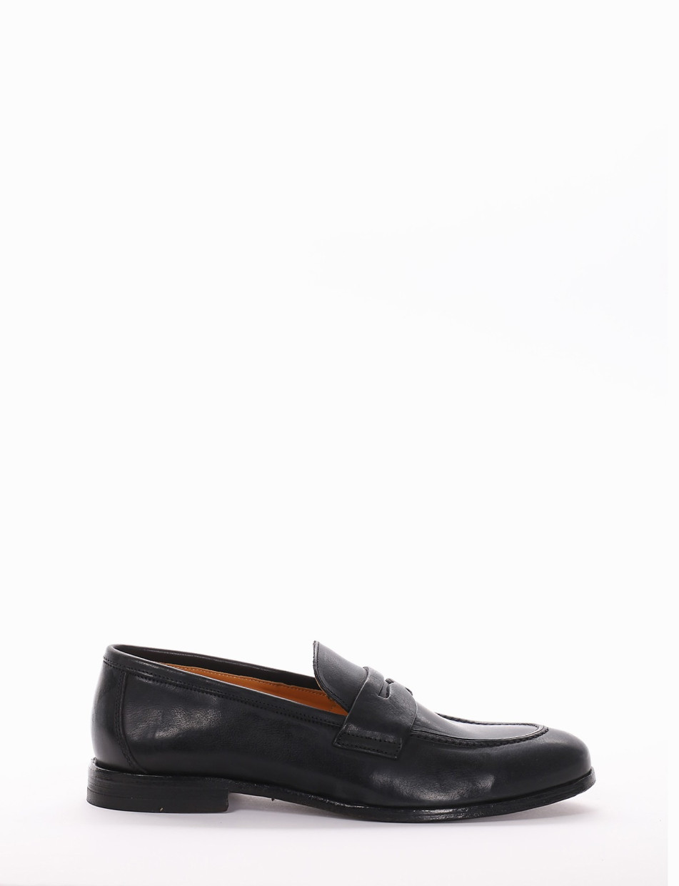 Loafers heel 2 cm black leather