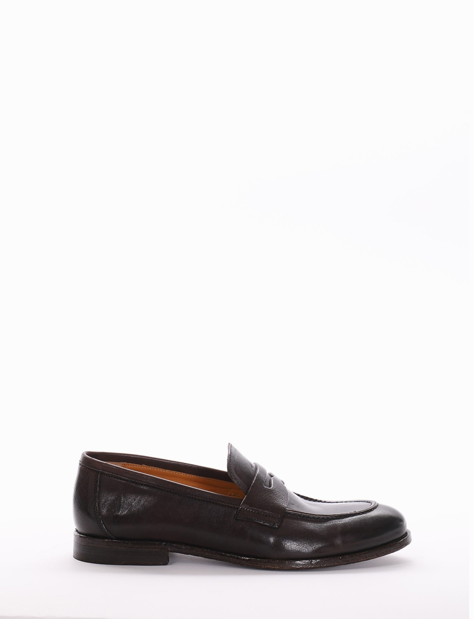 Loafers heel 2 cm dark brown leather