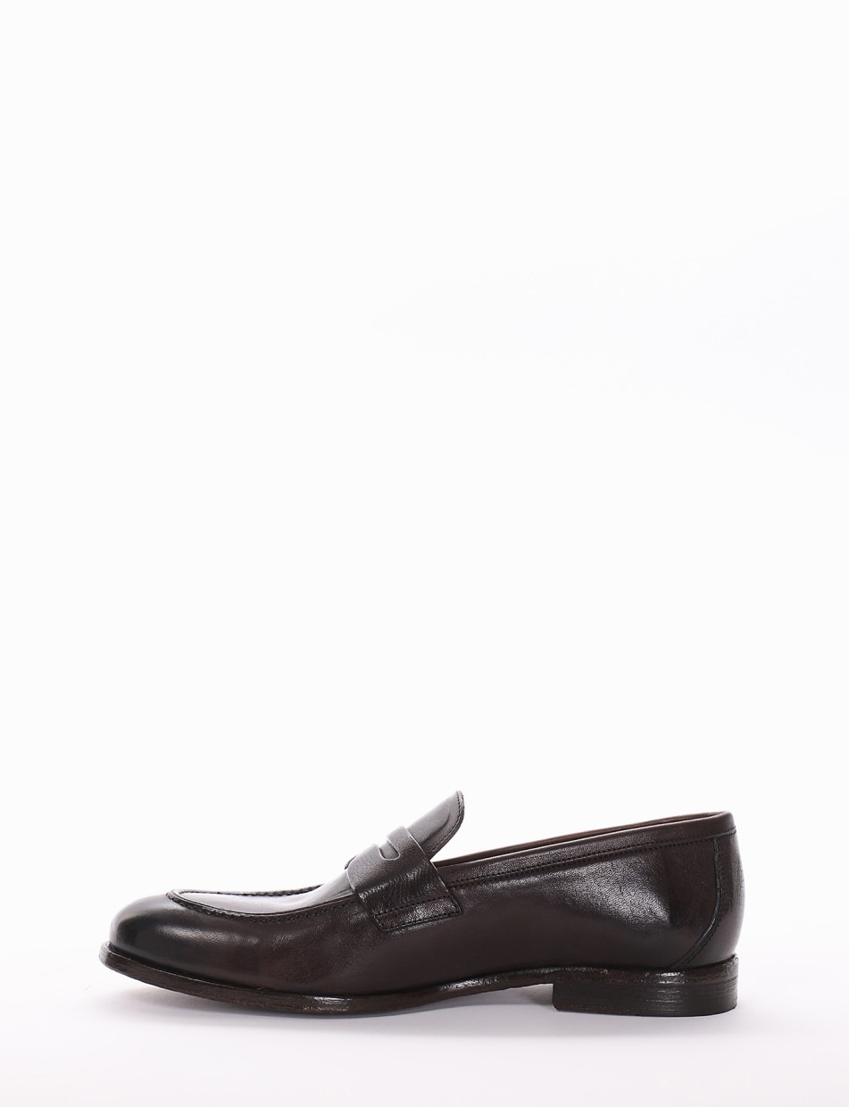 Loafers heel 2 cm dark brown leather