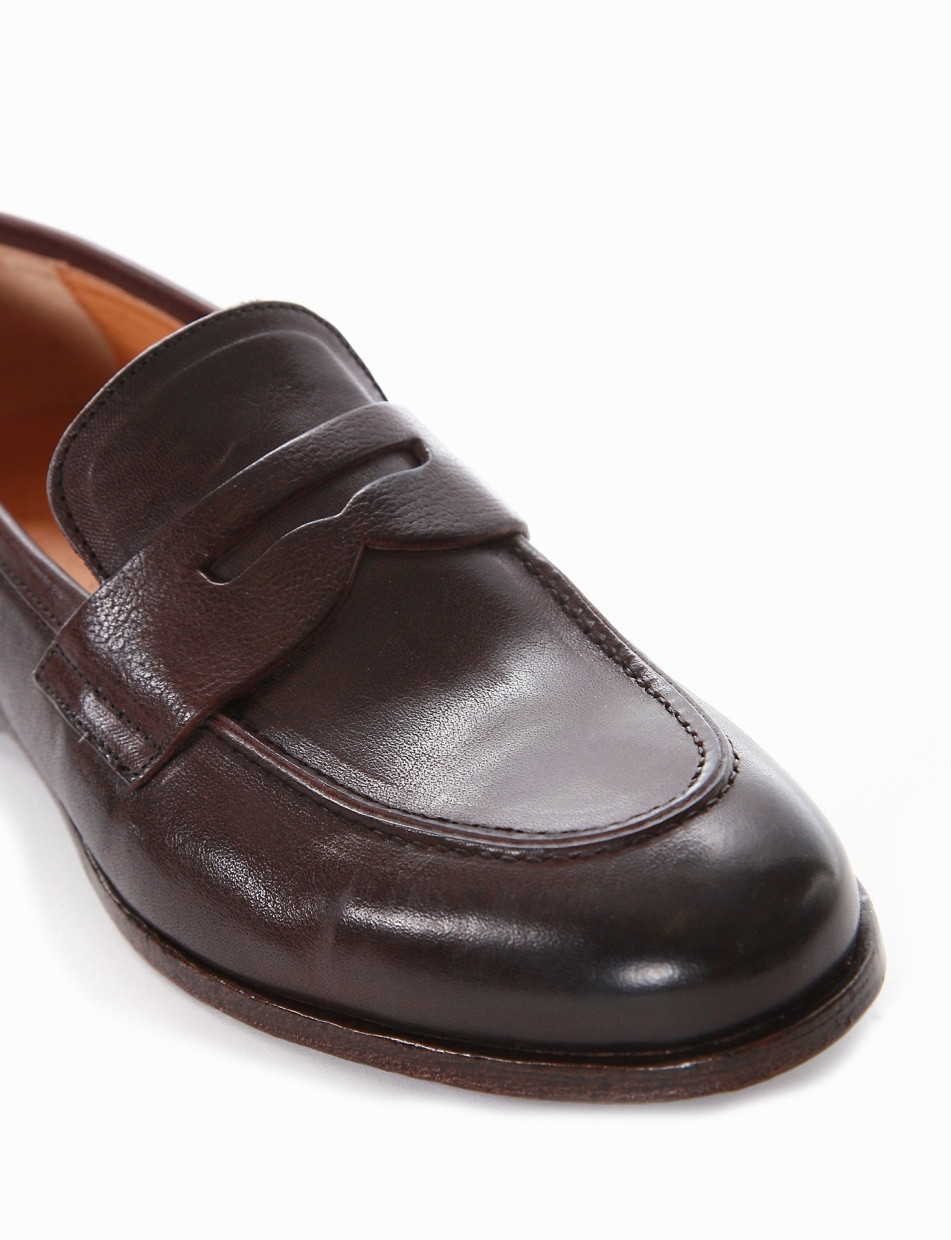 Loafers heel 2 cm dark brown leather