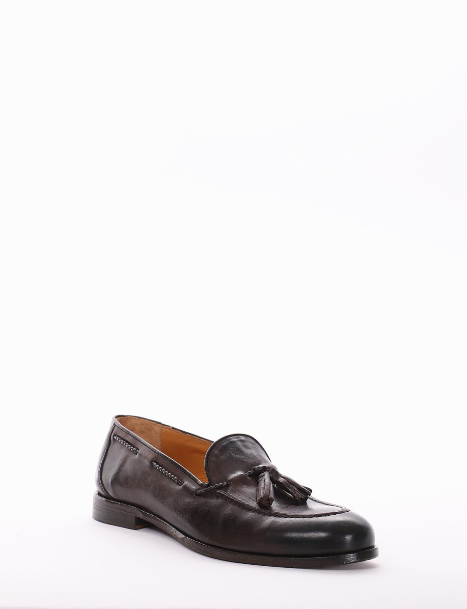 Loafers heel 2 cm dark brown leather